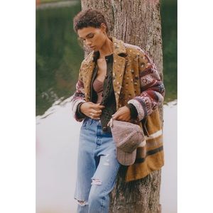 Anthropologie Multicolor Patterned Wool-Blend Coat (Mustard, Brown, Red, Cream)
